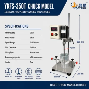 YKFS-350T chuck type laboratory disperser with digital speed display and removable shaft