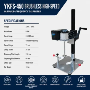 YKFS-450 brushless laboratory disperser with 450W motor and variable-frequency speed control