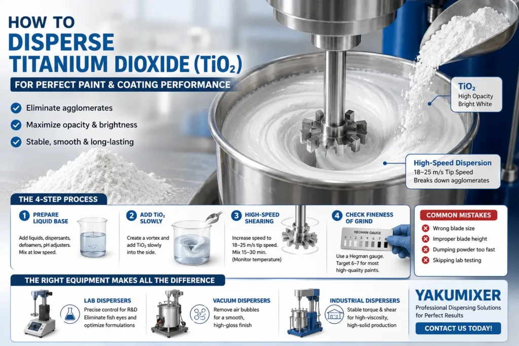 YAKU high-speed disperser for titanium dioxide (TiO2) dispersion in paint and coatings.